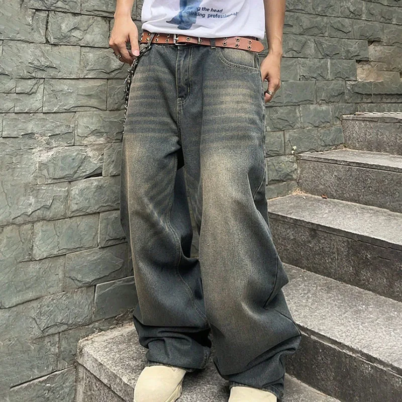 Корейские ретро прямые джинсы для уличных мужчин, свободные джинсы, повседневные широкие брюки, синие брюки
Корейские ретро прямые джинсы для уличных мужчин, свободные джинсы, повседневные широкие брюки, синие брюки