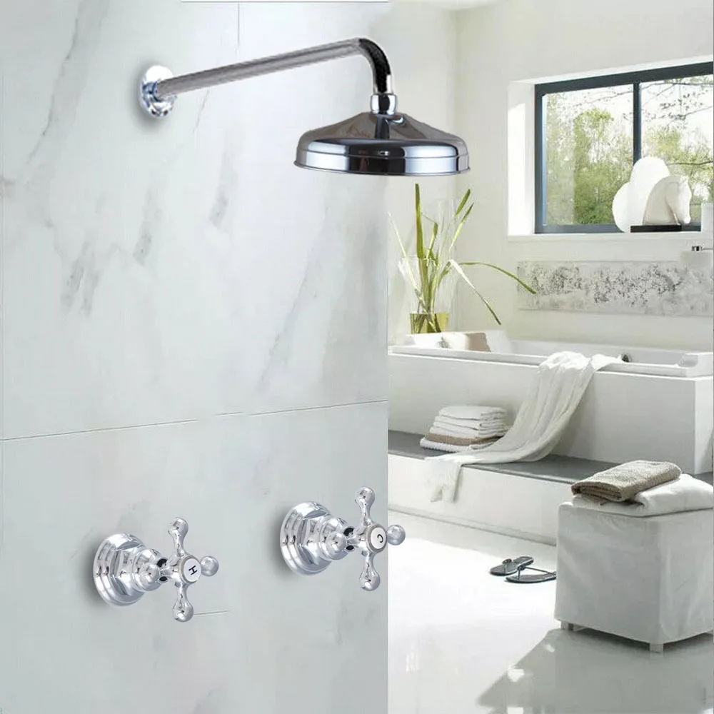Polished Chrome Bathtub Shower Mixer 8 Inch Shower Head 2 handle Shower Faucets Set Rainfall Shower System Wall Mount Nbn218
Polished Chrome Bathtub Shower Mixer 8 Inch Shower Head 2 handle Shower Faucets Set Rainfall Shower System Wall Mount Nbn218
