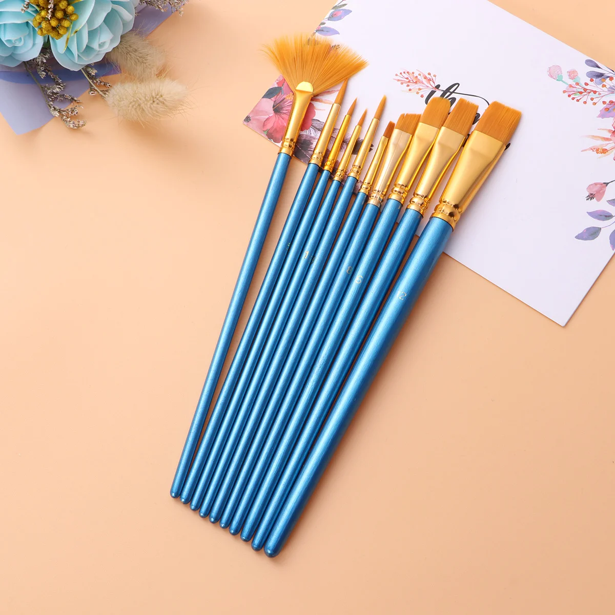 10pcs Paint Set for Acrylic/Oil/Watercolor Painting Nylon Wool Blue Bar Nylon Hairs Brush Acrylic Painting Brush
10pcs Paint Set for Acrylic/Oil/Watercolor Painting Nylon Wool Blue Bar Nylon Hairs Brush Acrylic Painting Brush