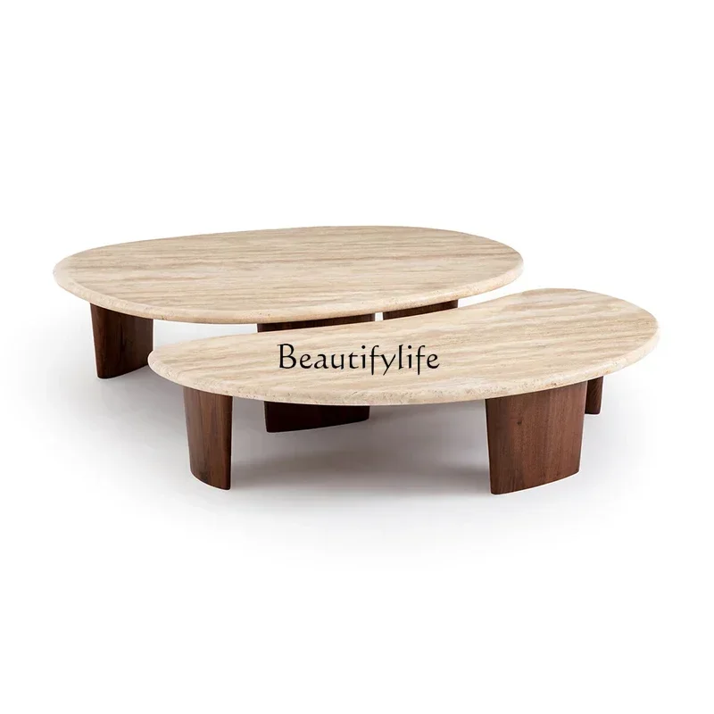 88.Solid wood travertine coffee living room Nordic marble wabi-sabi wind special-shaped coffee table
88.Solid wood travertine coffee living room Nordic marble wabi-sabi wind special-shaped coffee table
