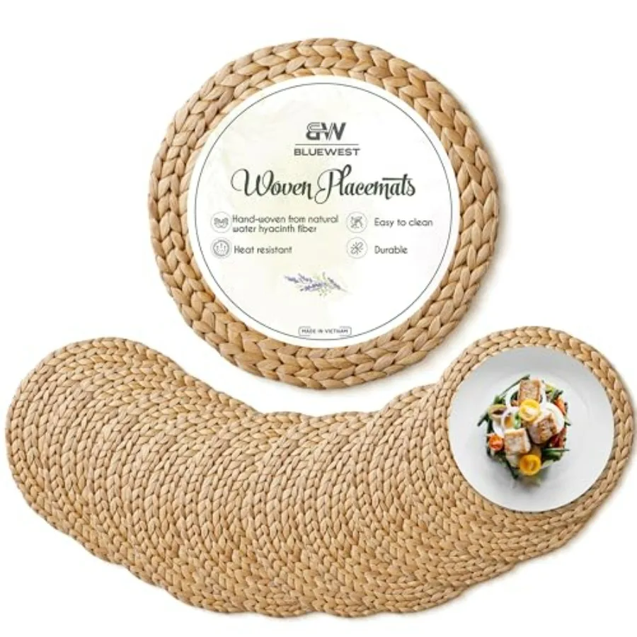 Round Woven Placemats Set of 10 in Rattan Wicker Water Hyacinth 13'' Heat Resistant Durable Braided Placemats for Dining Table
Round Woven Placemats Set of 10 in Rattan Wicker Water Hyacinth 13'' Heat Resistant Durable Braided Placemats for Dining Table