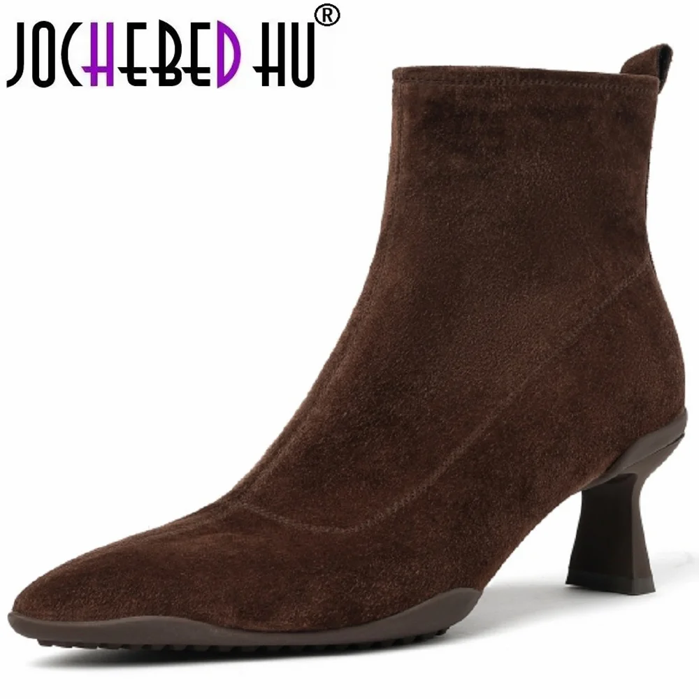 【JOCHEBED HU】New Handmade Genuine Leather Women Boots Pointed Toe Mid Heel Shoes for Zipper Ankle Boots Modern Boots 34-40
【JOCHEBED HU】New Handmade Genuine Leather Women Boots Pointed Toe Mid Heel Shoes for Zipper Ankle Boots Modern Boots 34-40