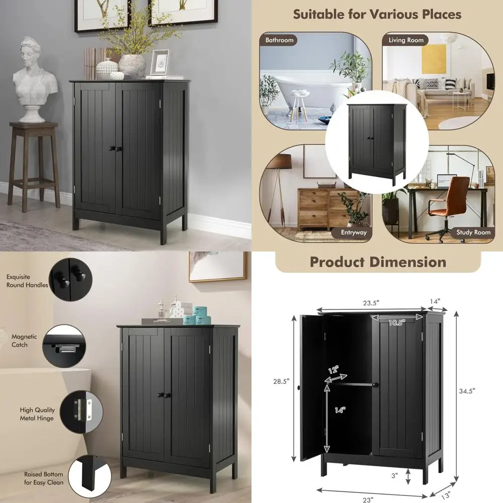 Деревянный шкаф для хранения вещей с двумя дверцами, 23,5 x 14 x 34 дюйма, идеально подходит для ванной комнаты, гостиной и прихожей (черный)
Деревянный шкаф для хранения вещей с двумя дверцами, 23,5 x 14 x 34 дюйма, идеально подходит для ванной комнаты, гостиной и прихожей (черный)