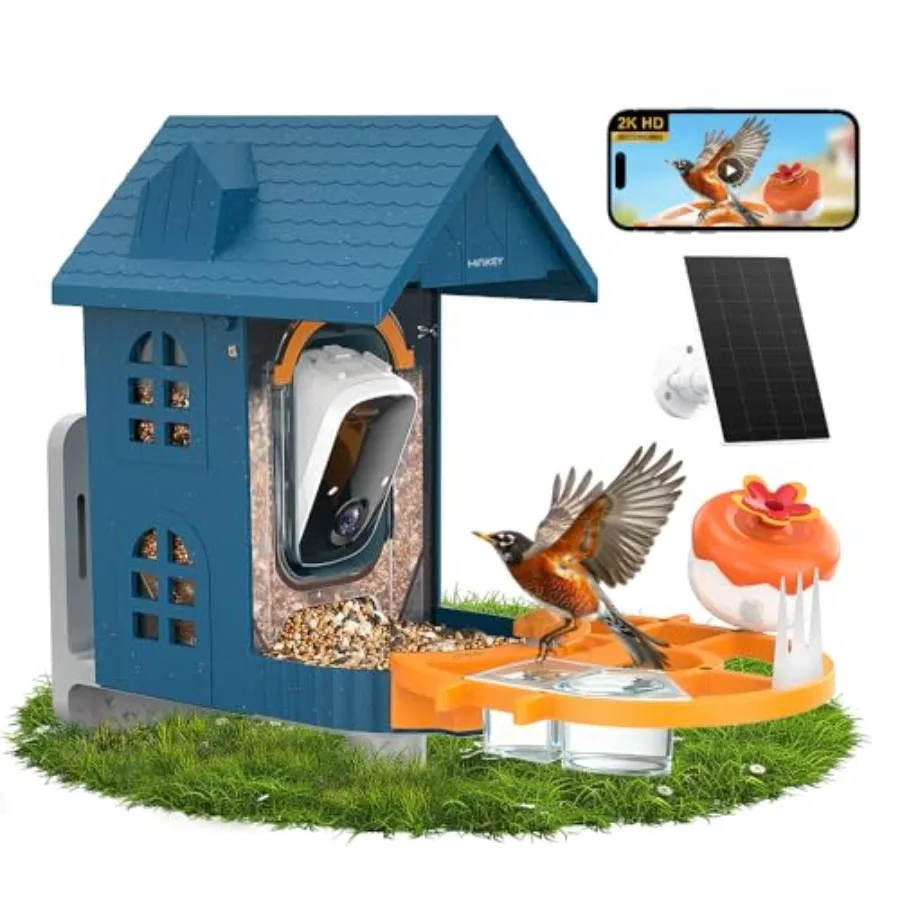 Outdoor backyard smart bird feeder with solar-powered 2K HD camera black ABS plastic AI-powered recognition for 11000+ species
Outdoor backyard smart bird feeder with solar-powered 2K HD camera black ABS plastic AI-powered recognition for 11000+ species
