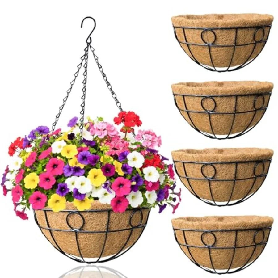 4 Pack Hanging Baskets for Plants Outdoor Metal Hanging Planters with Coco Coir Liner Round Wire Plant Holder Hanging Flower Po
4 Pack Hanging Baskets for Plants Outdoor Metal Hanging Planters with Coco Coir Liner Round Wire Plant Holder Hanging Flower Po