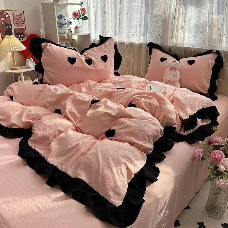 Ins Pink Bow Bedding Set Ruffles Duvet Cover Set Flat Sheet Set Women Girls Princess Bed Linen Single Twin Queen Bedclothes
Ins Pink Bow Bedding Set Ruffles Duvet Cover Set Flat Sheet Set Women Girls Princess Bed Linen Single Twin Queen Bedclothes
