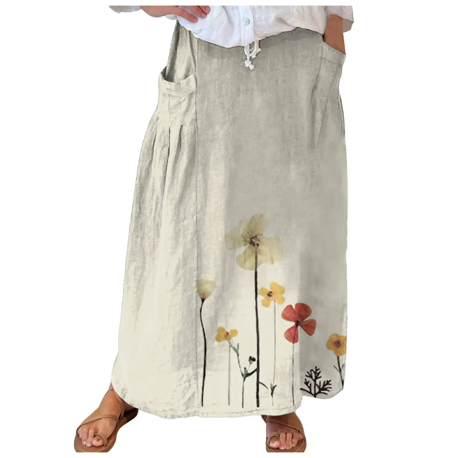 Loose Elegant Flower Print Skirt For Women Casual Pocket A-Line Long Skirt 2024 Spring Summer Fashion Office Lady New
Loose Elegant Flower Print Skirt For Women Casual Pocket A-Line Long Skirt 2024 Spring Summer Fashion Office Lady New