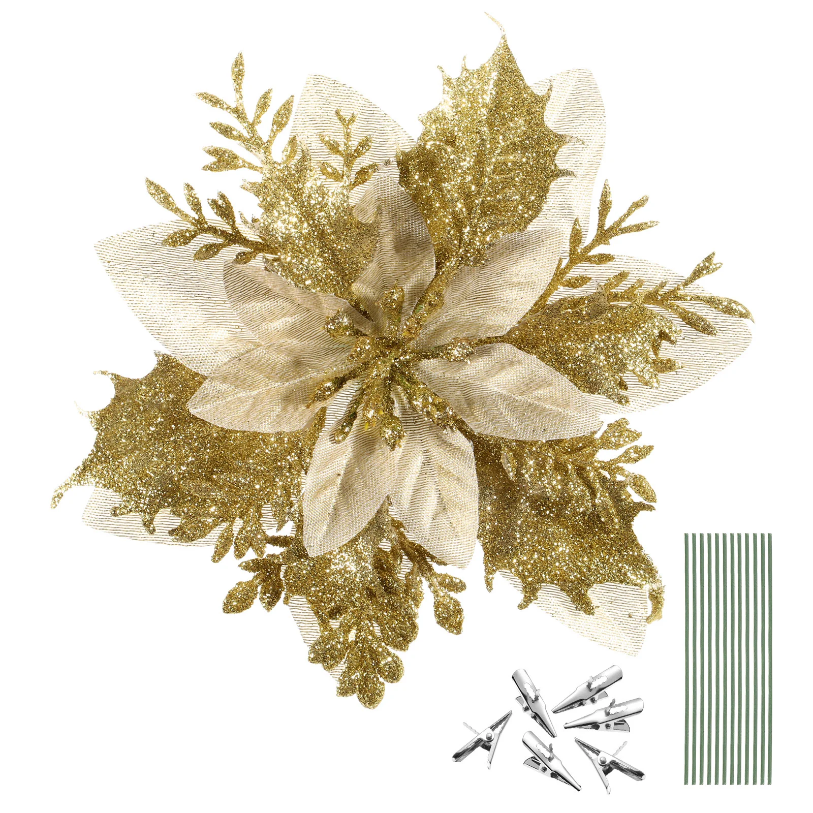 12 Pcs Glitter Poinsettia Flowers Christmas Craft Decorations Artificial Greenery Garland Wreath Lightweight Easy
12 Pcs Glitter Poinsettia Flowers Christmas Craft Decorations Artificial Greenery Garland Wreath Lightweight Easy