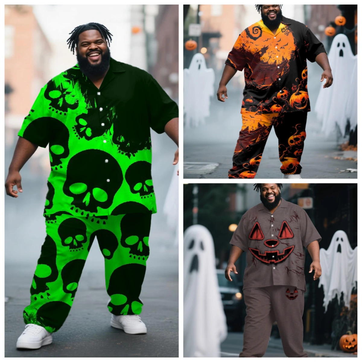 S-9XL Men Halloween Scary Pumpkin Skull Bat Print Shirt Pants Casual Two Piece Outfit
S-9XL Men Halloween Scary Pumpkin Skull Bat Print Shirt Pants Casual Two Piece Outfit