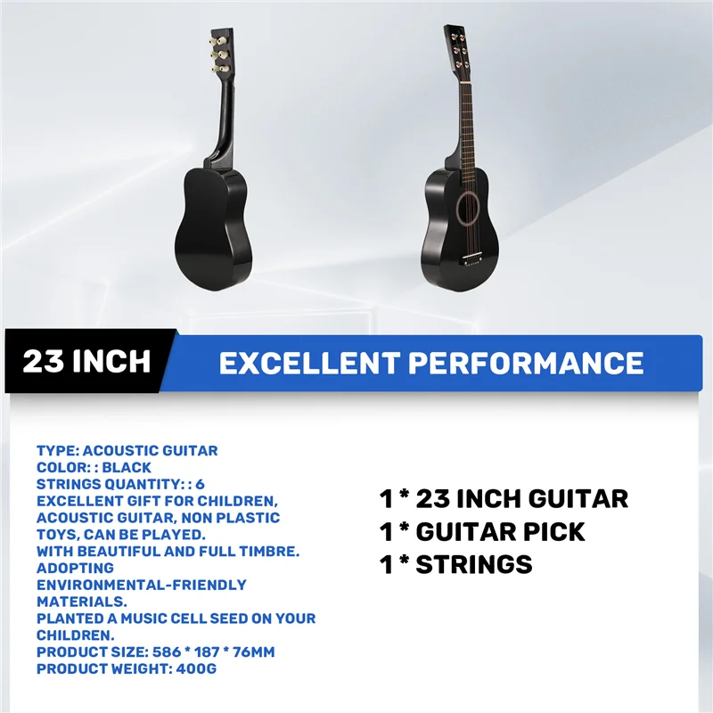 IRIN Mini 23 Inch Basswood 12 Frets 6 String Acoustic Guitar With Pick And Strings For Kids / Beginners
IRIN Mini 23 Inch Basswood 12 Frets 6 String Acoustic Guitar With Pick And Strings For Kids / Beginners