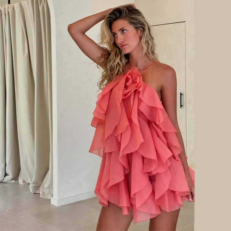 2025 Women's New Sexy Short Skirt Hanging Neck 3D Flower Beach Skirt Strap Sleeveless Ruffle Edge Dress Beach Dress
2025 Women's New Sexy Short Skirt Hanging Neck 3D Flower Beach Skirt Strap Sleeveless Ruffle Edge Dress Beach Dress
