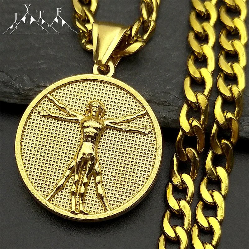 Da Vinci Sketch Vitruvian Man Medal Pendant Necklace for Women Men Stainless Steel Gold Color Aesthetic Art Chain Jewelry Gift
Da Vinci Sketch Vitruvian Man Medal Pendant Necklace for Women Men Stainless Steel Gold Color Aesthetic Art Chain Jewelry Gift