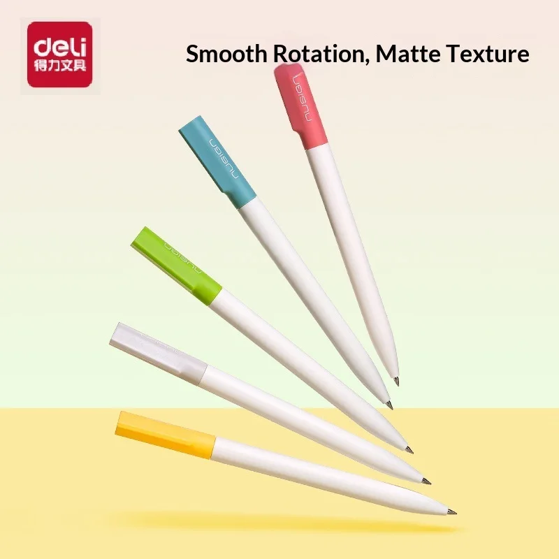 Deli NUSIGN Rotating Gel Pen 0.5mm Bullet Tip Quick Dry Black Ink Matte Skin Feel Silent Twist Pen Smooth Writing Stationery
Deli NUSIGN Rotating Gel Pen 0.5mm Bullet Tip Quick Dry Black Ink Matte Skin Feel Silent Twist Pen Smooth Writing Stationery