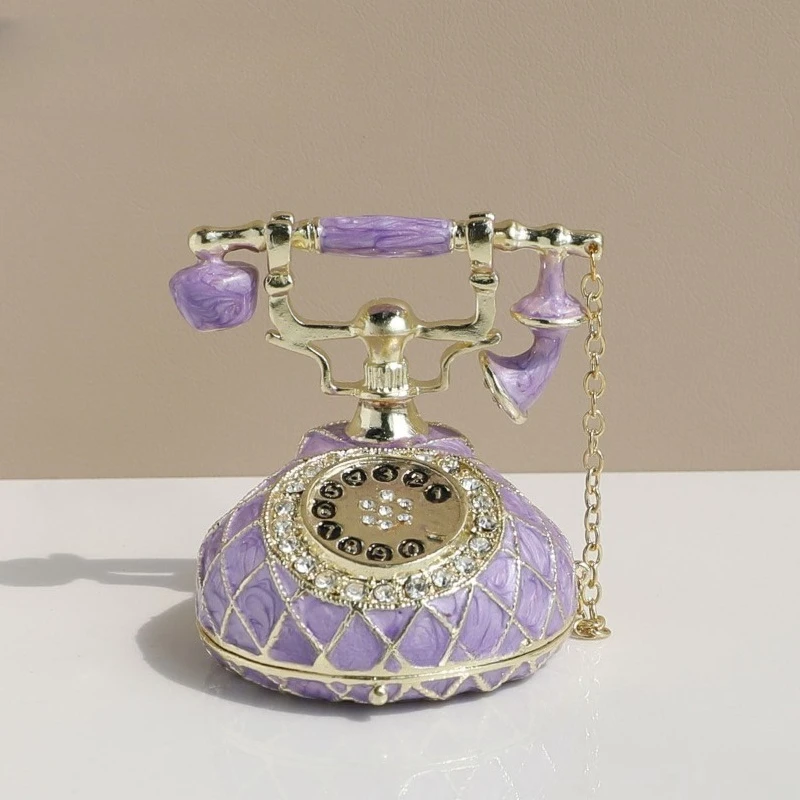 Purple telephone jewelry box home enamel handmade ornament retro phone ornament wedding decoration
Purple telephone jewelry box home enamel handmade ornament retro phone ornament wedding decoration