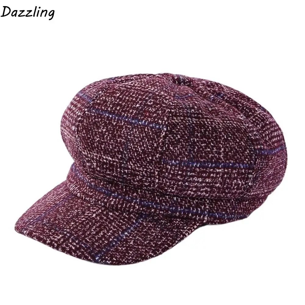 Elegant Woolen Plaid Octagonal Hat Ear Protection Keep Warm Painter Caps Thick Korean Style Artist Hat Travel
Elegant Woolen Plaid Octagonal Hat Ear Protection Keep Warm Painter Caps Thick Korean Style Artist Hat Travel