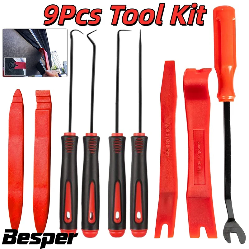 9PCS No Scratch Auto Trim Removal Kit Clip Pry Tools, Car Door Panel Fasteners Remover with Automotive Mini Precision Hooks
9PCS No Scratch Auto Trim Removal Kit Clip Pry Tools, Car Door Panel Fasteners Remover with Automotive Mini Precision Hooks