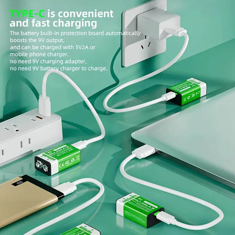 PUJIMAX USB-C Rechargeable Lithium Battery 9V 4400mWh High Capacity Durable Square Battery Digital Multimeters Wireless Doorbell
PUJIMAX USB-C Rechargeable Lithium Battery 9V 4400mWh High Capacity Durable Square Battery Digital Multimeters Wireless Doorbell