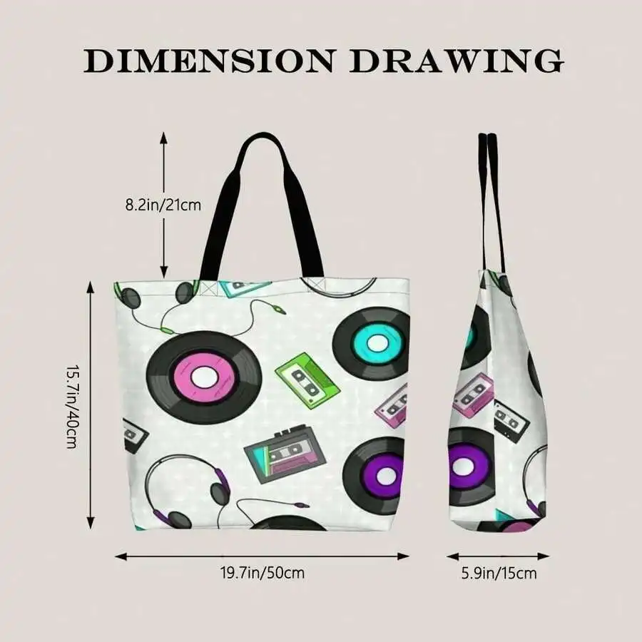Retro 80s Music Vinyl Cassette Headphone Print Casual Tote Bag For Women
Retro 80s Music Vinyl Cassette Headphone Print Casual Tote Bag For Women