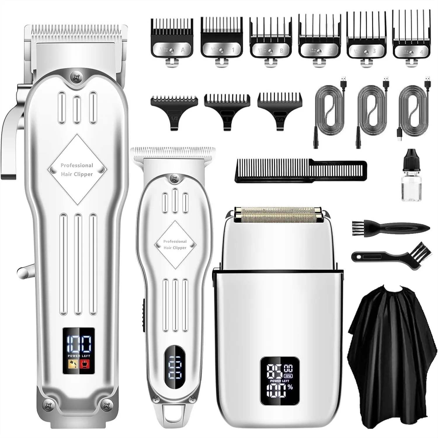 Hair Clippers for Men Cordless Electric Foil Shaver Beard Trimmer Kit 3 in 1 with LCD Display Rechargeable
Hair Clippers for Men Cordless Electric Foil Shaver Beard Trimmer Kit 3 in 1 with LCD Display Rechargeable