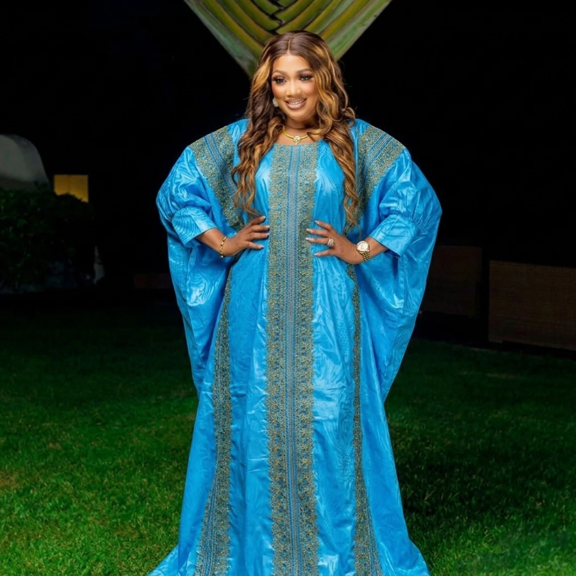 Sky Blue African Women Bazin Riche Boubou Dress Green Original Nigeria Basin Rich Brocade Wedding Party Dashiki Robe
Sky Blue African Women Bazin Riche Boubou Dress Green Original Nigeria Basin Rich Brocade Wedding Party Dashiki Robe