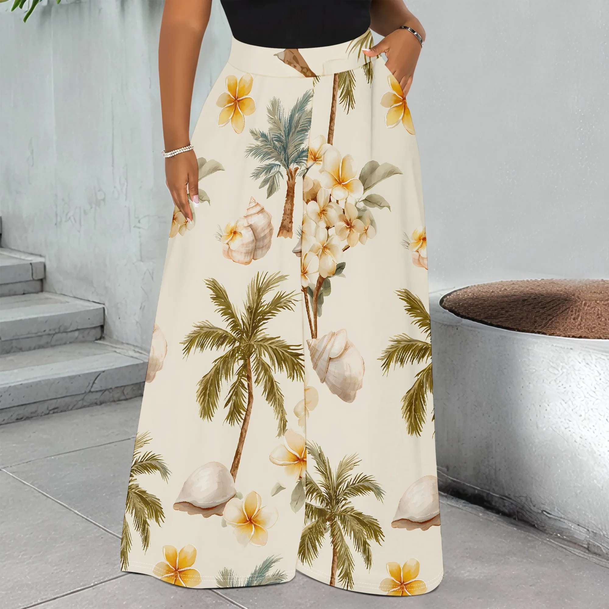 Tropical Print, Women's Wide Leg Pants, Palm Tree Pattern, Beach Trousers, Casual Holiday Wear, Summer Vacation Outfit, S-3XL
Tropical Print, Women's Wide Leg Pants, Palm Tree Pattern, Beach Trousers, Casual Holiday Wear, Summer Vacation Outfit, S-3XL