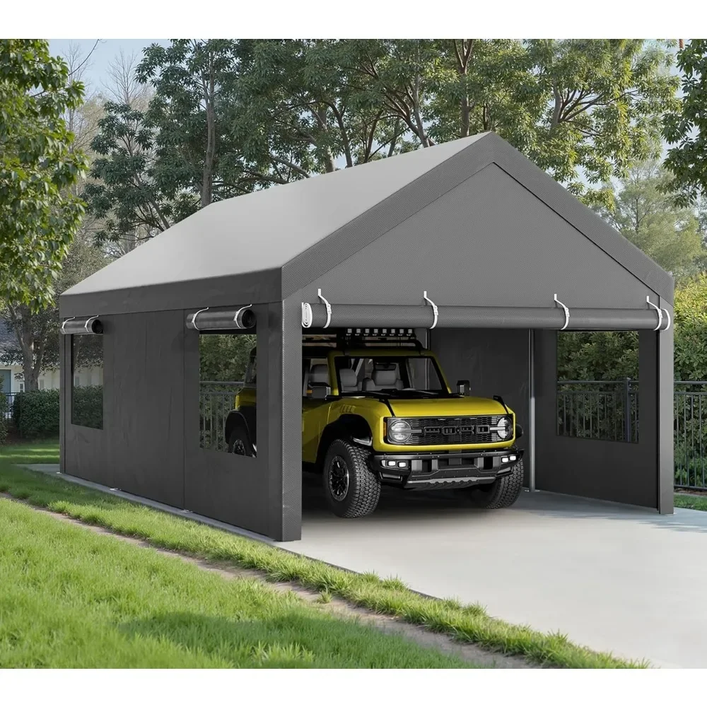 Carport, 12x20 ft Heavy Duty Carport Canopy with Roll-up Windows, Portable Garage with Removable Sidewalls & Doors
Carport, 12x20 ft Heavy Duty Carport Canopy with Roll-up Windows, Portable Garage with Removable Sidewalls & Doors