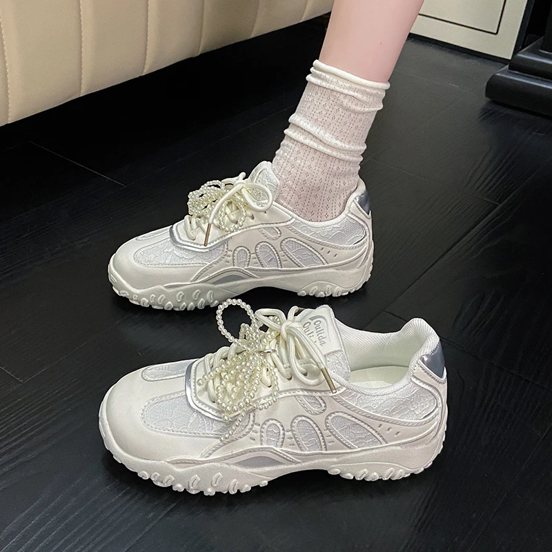 Thick Bottom Round Head Cross Lace-up Matching Color Beaded Fashion All Comfortable Non-slip Breathable Sports Women's Shoes
Thick Bottom Round Head Cross Lace-up Matching Color Beaded Fashion All Comfortable Non-slip Breathable Sports Women's Shoes