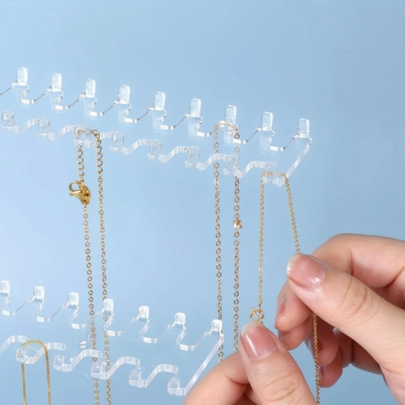 Acrylic Jewelry Display Stand Clear Necklace Stand with Two-row Hooks for Elegant Organized Storage at Exhibition Booth
Acrylic Jewelry Display Stand Clear Necklace Stand with Two-row Hooks for Elegant Organized Storage at Exhibition Booth