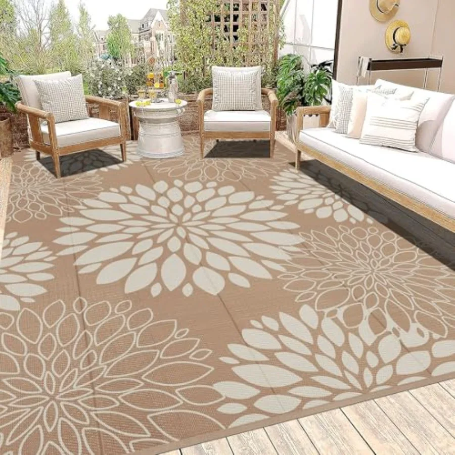Waterproof Outdoor Rug 8x10 for Deck Porch Balcony Backyard Picnic, Reversible Plastic Straw Mat in Floral Brown, Portable Indo
Waterproof Outdoor Rug 8x10 for Deck Porch Balcony Backyard Picnic, Reversible Plastic Straw Mat in Floral Brown, Portable Indo