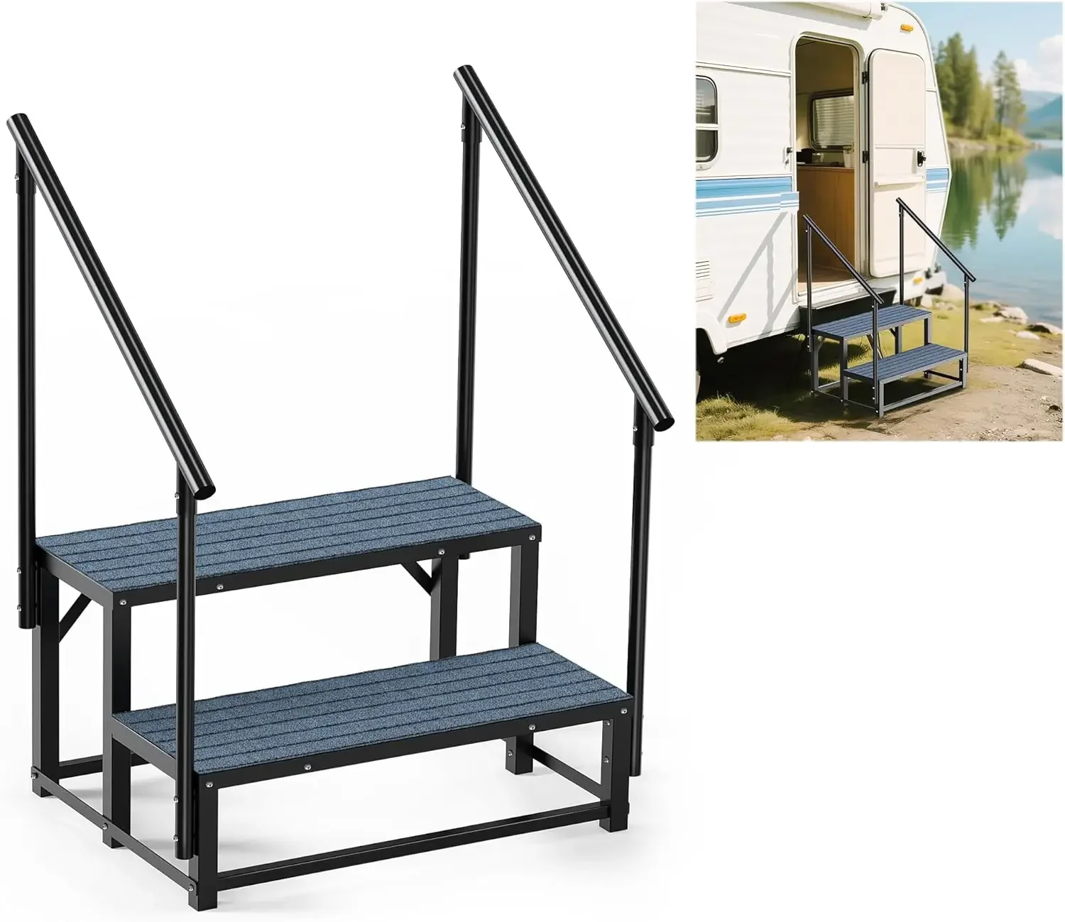 RV Steps with 2 Handrail, 2-Step Heavy Duty Hot Tub Steps, Non-Slip Outdoor Spa Steps for RV, Camper, Trailer, Mobile Home, Porc
RV Steps with 2 Handrail, 2-Step Heavy Duty Hot Tub Steps, Non-Slip Outdoor Spa Steps for RV, Camper, Trailer, Mobile Home, Porc