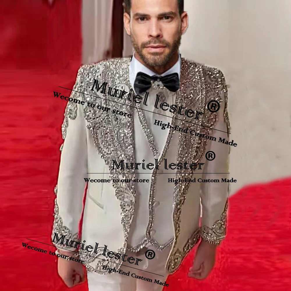 Sparkly Beaded Stones Suits Men For Wedding Exquisite Groom Formal Occasion Tuxedo Customized 3-Piece Male Fashion Business Coat
Sparkly Beaded Stones Suits Men For Wedding Exquisite Groom Formal Occasion Tuxedo Customized 3-Piece Male Fashion Business Coat