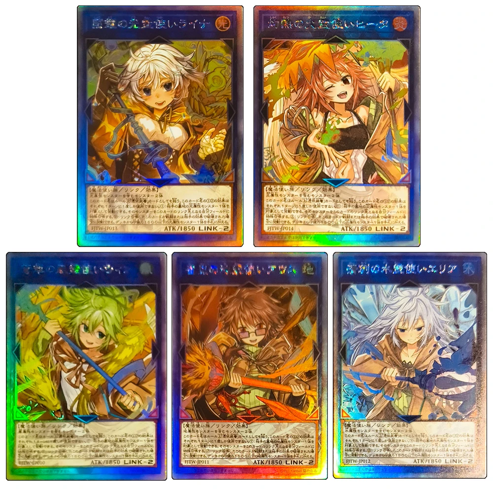 Yu-Gi-Oh DIY 5 шт./компл. Charmer Aussa the Earth Charmer Water Charmer Hiita the Fire Коллекционная текстурная карта светящийся блеск
Yu-Gi-Oh DIY 5 шт./компл. Charmer Aussa the Earth Charmer Water Charmer Hiita the Fire Коллекционная текстурная карта светящийся блеск