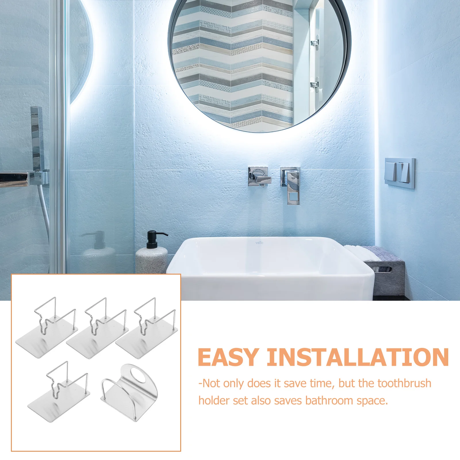 Toothbrush Toothpaste Holder Wall Mounted Stainless Steel Rack Shelf Storage Bathroom Accessories ganizer No Water Accumulation
Toothbrush Toothpaste Holder Wall Mounted Stainless Steel Rack Shelf Storage Bathroom Accessories ganizer No Water Accumulation