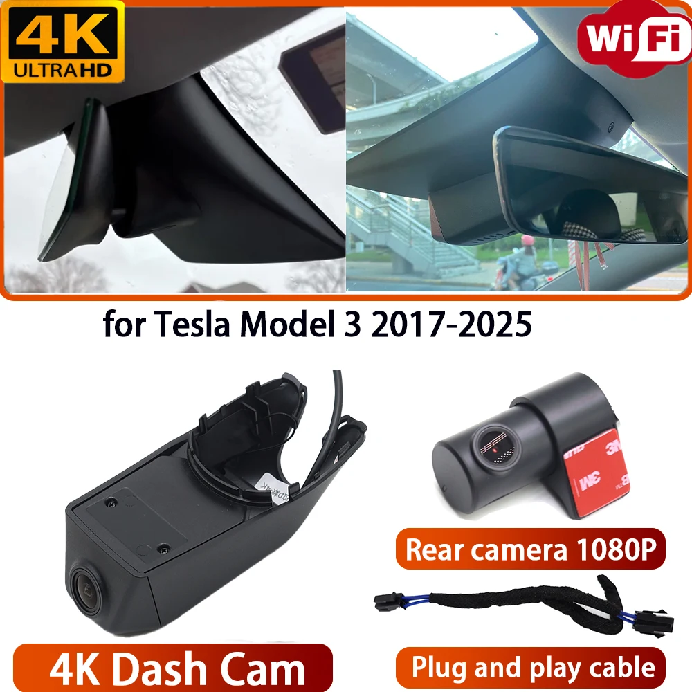 for Tesla Model 3 2017-2025 Video Recorder 4K DVR Dash Cam Wifi OEM Front Rear Camera 170° Wide Angle Loop Recording Plug & Play
for Tesla Model 3 2017-2025 Video Recorder 4K DVR Dash Cam Wifi OEM Front Rear Camera 170° Wide Angle Loop Recording Plug & Play
