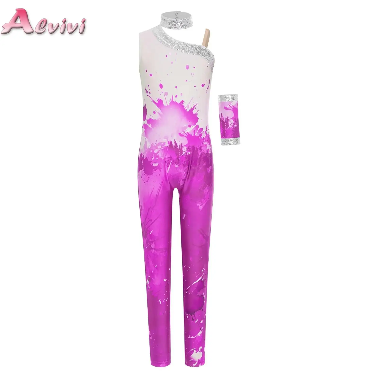 Kids Girls Sequins Printed Gymnastics Jumpsuit Sleeveless Bodysuit Full Length Leotard for Figure Skating Dance Performance
Kids Girls Sequins Printed Gymnastics Jumpsuit Sleeveless Bodysuit Full Length Leotard for Figure Skating Dance Performance