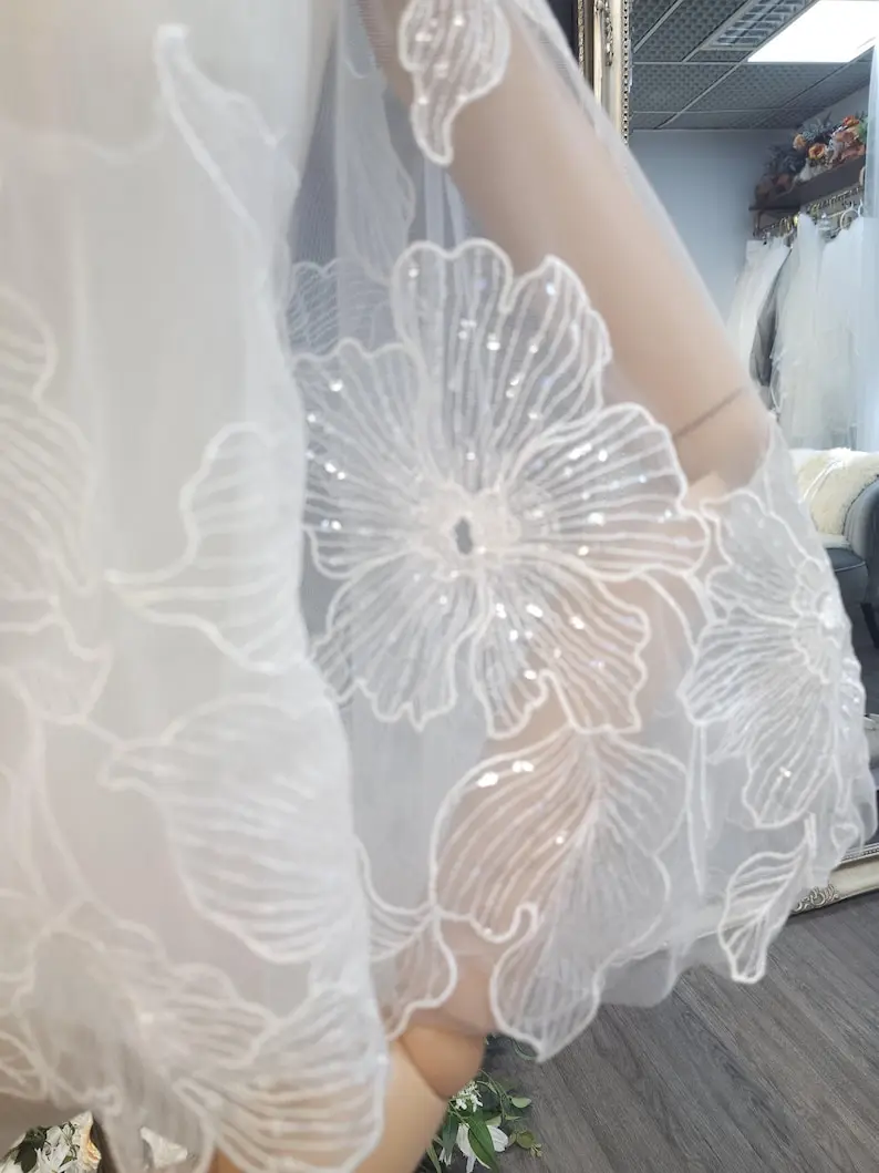 Sparkly Floral Lace Short Bridal Cape Wedding Jackets Wrap Handmade Customization
Sparkly Floral Lace Short Bridal Cape Wedding Jackets Wrap Handmade Customization