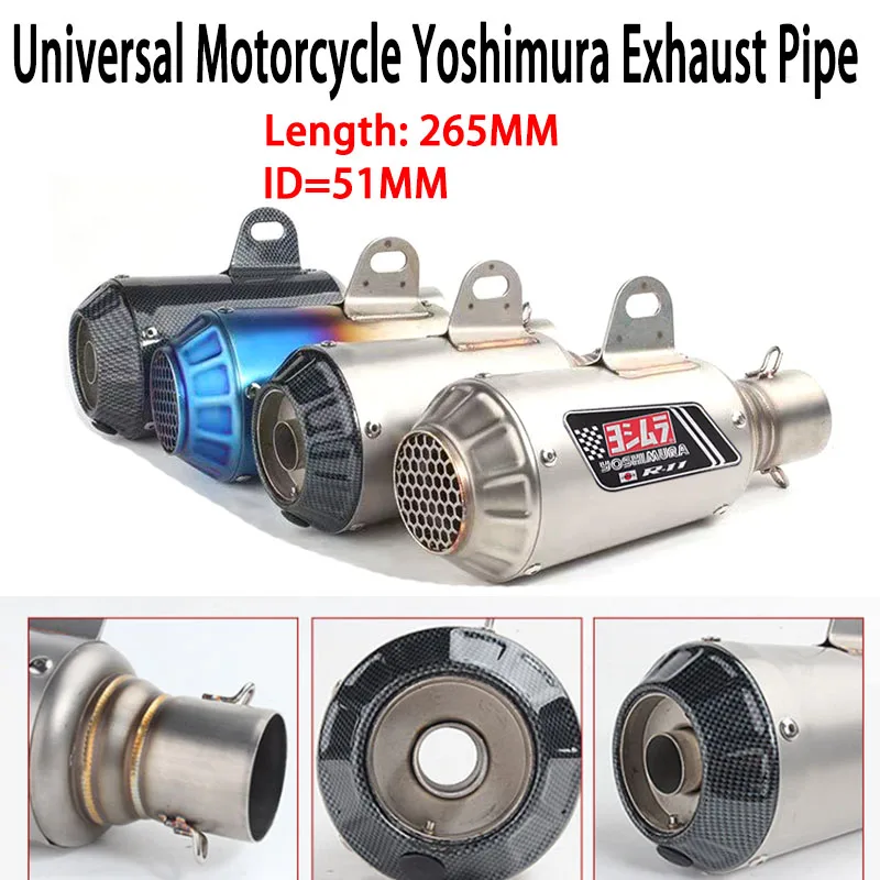 Inlet 51mm Universal Motorcycle Yoshimura Exhaust Stainless Steel Muffler With DB Killer Fit Most Motorbike For R3 Ninja250
Inlet 51mm Universal Motorcycle Yoshimura Exhaust Stainless Steel Muffler With DB Killer Fit Most Motorbike For R3 Ninja250
