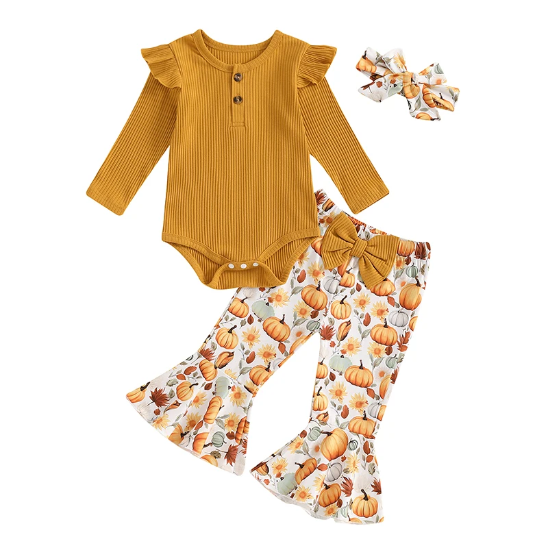 Newborn Girl Halloween Outfits Fall Winter Long Sleeve Romper Pumpkin Print Flare Pants Clothes
Newborn Girl Halloween Outfits Fall Winter Long Sleeve Romper Pumpkin Print Flare Pants Clothes