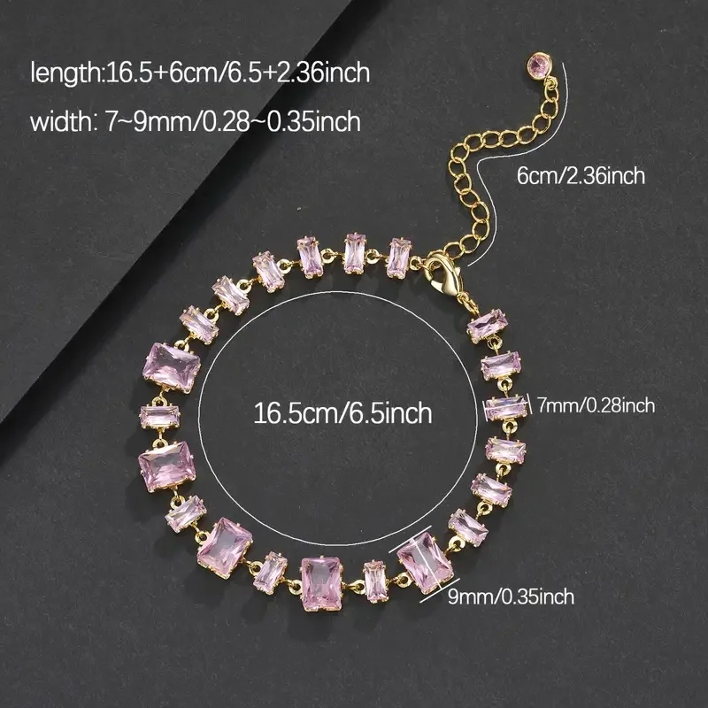 Adjustable Pink Square Irregular Bracelet Sparkling Gemstones Elegant Jewelry Gift
Adjustable Pink Square Irregular Bracelet Sparkling Gemstones Elegant Jewelry Gift