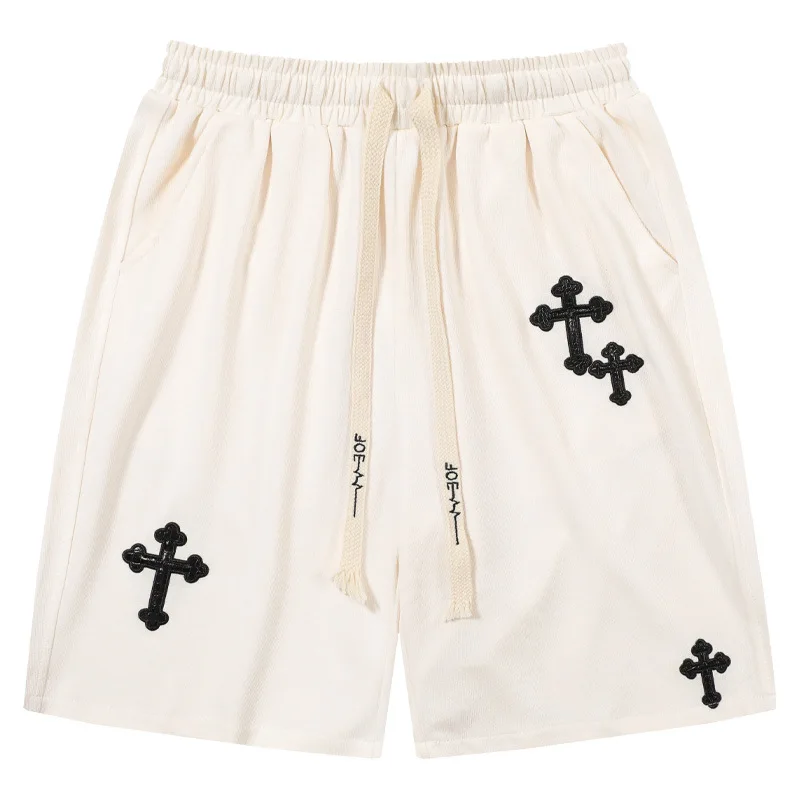 Vintage Streetwear Cross Embroidery Elastic Waist Loose Outer Wear Mens Shorts 2022 Summer Casual Couple Five-Point Shorts Pants
Vintage Streetwear Cross Embroidery Elastic Waist Loose Outer Wear Mens Shorts 2022 Summer Casual Couple Five-Point Shorts Pants