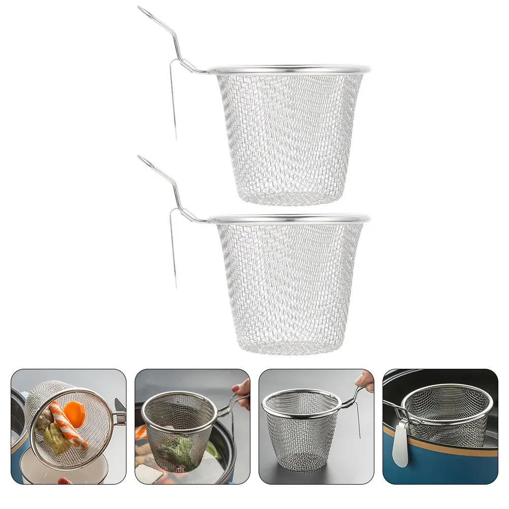 2Pcs Hot Pot Stainless Steel Colander Basket Fine Mesh Food Strainer for Cooking Boiling Noodles Kitchen Tools
2Pcs Hot Pot Stainless Steel Colander Basket Fine Mesh Food Strainer for Cooking Boiling Noodles Kitchen Tools