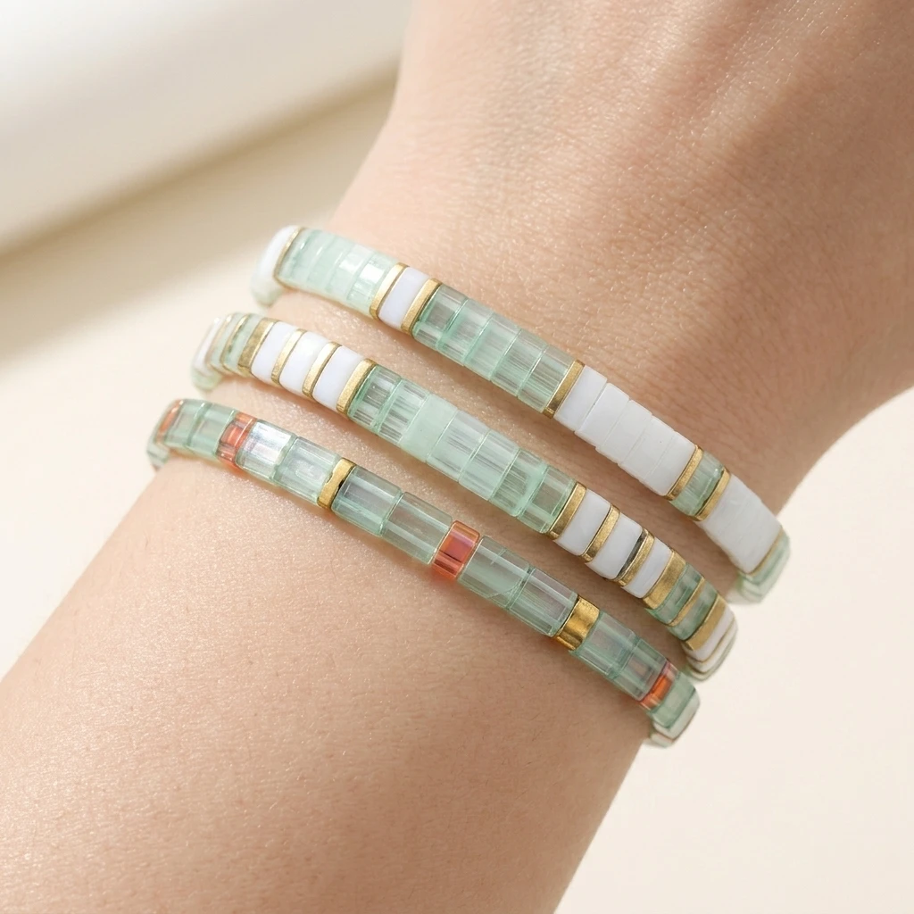 3pcs Glass Beaded Bohemian Stretch Bracelet Set Round Tile Stackable Bracelets For Women
3pcs Glass Beaded Bohemian Stretch Bracelet Set Round Tile Stackable Bracelets For Women