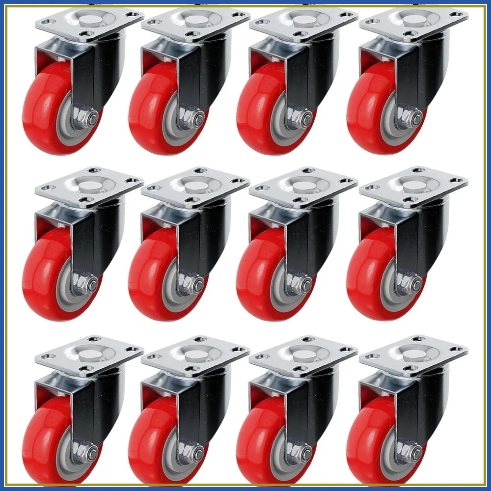 12-Pack 3" Red Polyurethane Swivel Caster Wheels, 250 lbs Each, No Brake, Plate Mount
12-Pack 3" Red Polyurethane Swivel Caster Wheels, 250 lbs Each, No Brake, Plate Mount
