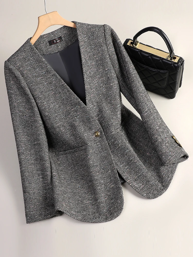 Women's Woolen Suit Jacket Collarless Short Size Small Autumn Winter New Arrival High End Feel Polyester Fiber Long Sleeve
Women's Woolen Suit Jacket Collarless Short Size Small Autumn Winter New Arrival High End Feel Polyester Fiber Long Sleeve