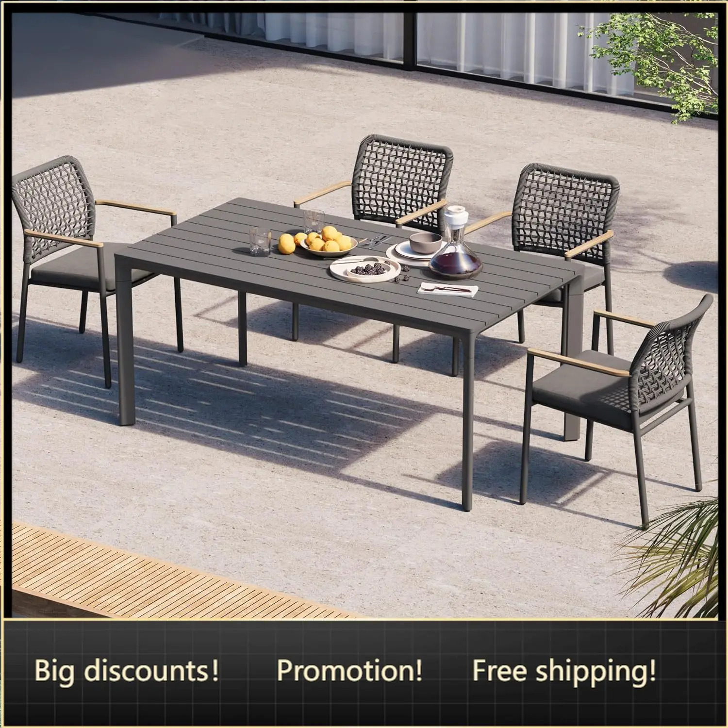 Modern Shade 5 Piece Luxury Outdoor Dining Set, Designer Outdoor Table and Chairs with Fade Resistant Cushions & FSC Teak, Premi
Modern Shade 5 Piece Luxury Outdoor Dining Set, Designer Outdoor Table and Chairs with Fade Resistant Cushions & FSC Teak, Premi