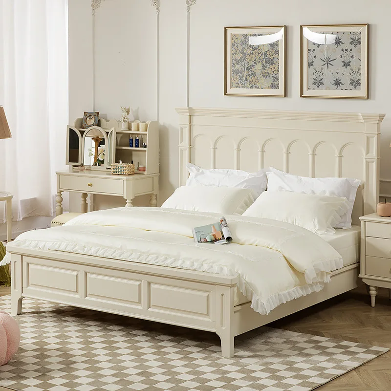 Solid wood white master bedroom furniture log high box storage 2m double bed
Solid wood white master bedroom furniture log high box storage 2m double bed