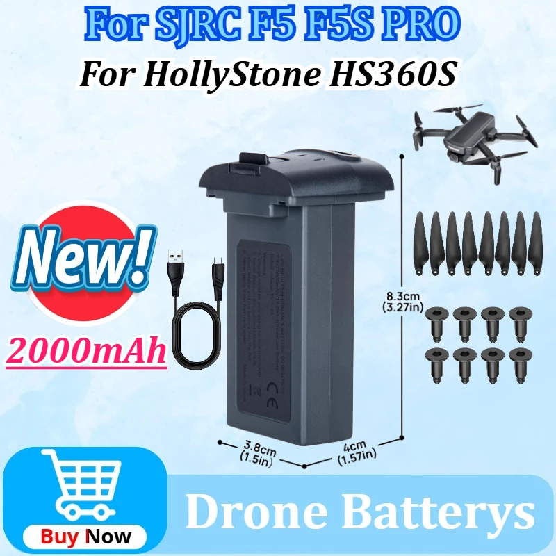 Upgraded 7.4V 2000mAh Drone Intelligent Battery with USB Charging Cable for SJRC F5 F5S PRO for HollyStone HS360S RC Quadcopter
Upgraded 7.4V 2000mAh Drone Intelligent Battery with USB Charging Cable for SJRC F5 F5S PRO for HollyStone HS360S RC Quadcopter