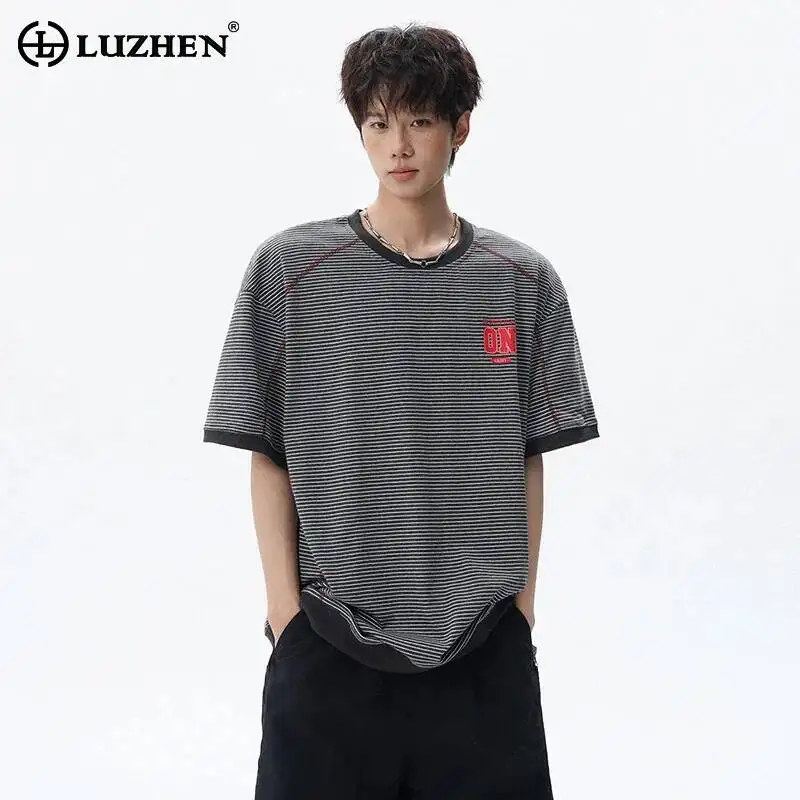 LUZHEN 2026 New Stripe Printed Logo Embroidery Short Sleeve T-shirts Men's Fashion Loose Korean Casual Male Pullover Tops JY7193
LUZHEN 2026 New Stripe Printed Logo Embroidery Short Sleeve T-shirts Men's Fashion Loose Korean Casual Male Pullover Tops JY7193