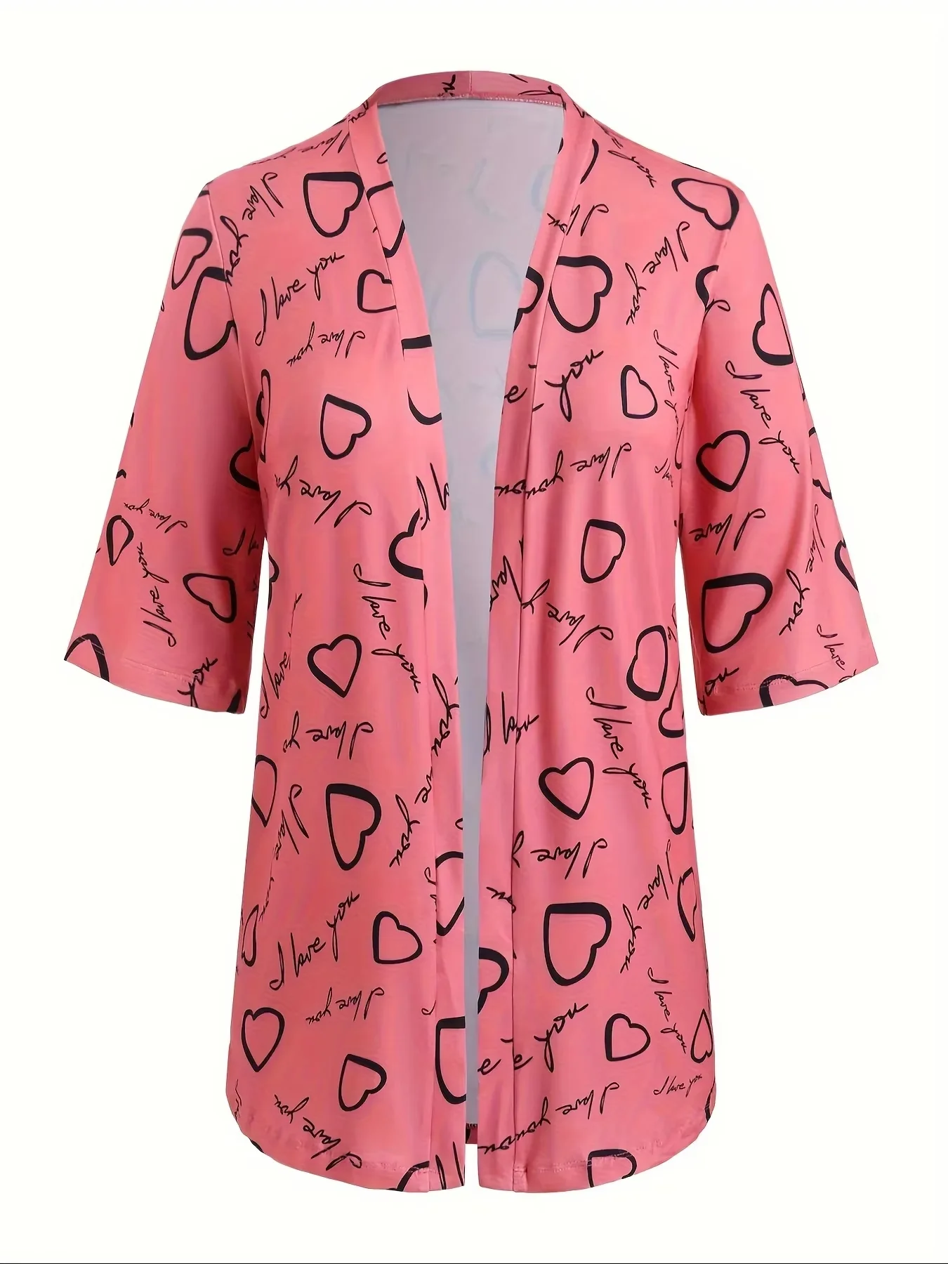Plus size fashion spring and autumn new women's heart-shaped letter printed shirt cardigan coat
Plus size fashion spring and autumn new women's heart-shaped letter printed shirt cardigan coat