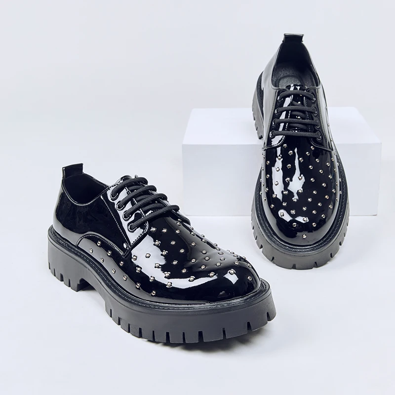 Men Punk Glossy Derby Shoes 5cm Thick Sole Height Increase Big Toe Leather Shoes Fashion Rivet Design Streetwear Casual Formal
Men Punk Glossy Derby Shoes 5cm Thick Sole Height Increase Big Toe Leather Shoes Fashion Rivet Design Streetwear Casual Formal